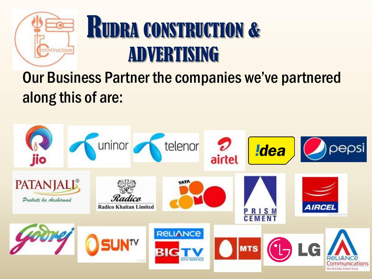 Business partner logos from the Rudra Construction & Advertising profile