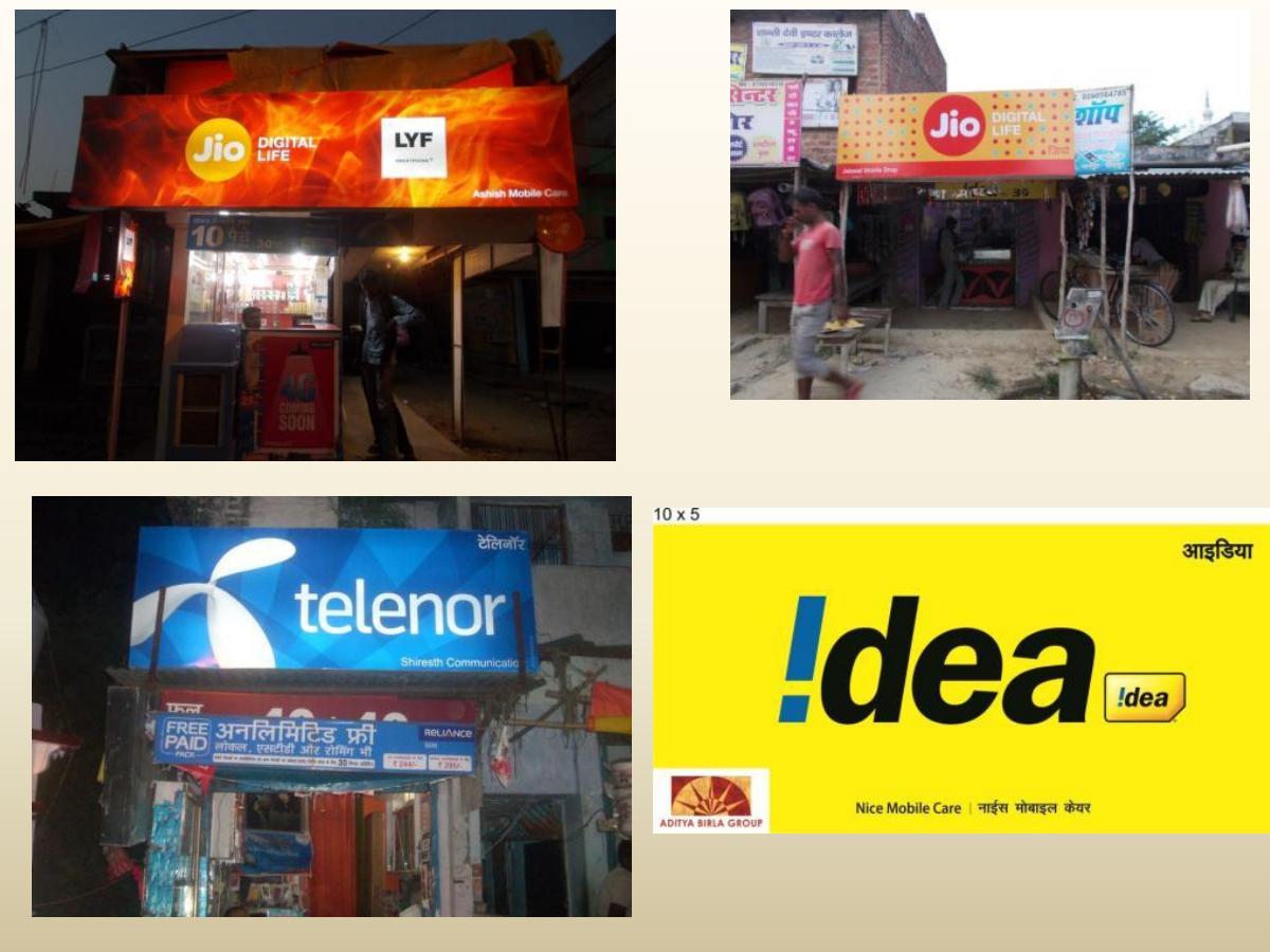 Jio and Telenor advertising signage